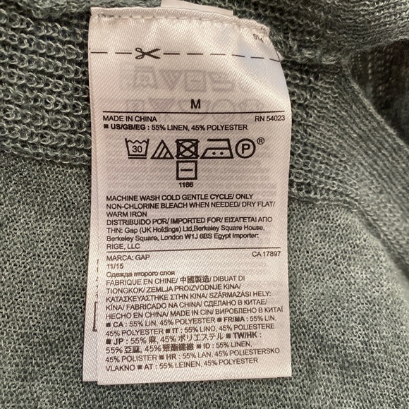 GAP long fine knit lots linen mix cardigan jacket with pockets green size M - Picture 10 of 16